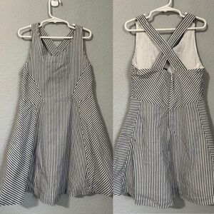 Gap Kids Girl Stripped A-Line Cross Round Neck Lined Dress Size M (8) Holiday